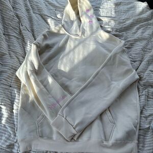 Cream Hoodie with Pink Accents